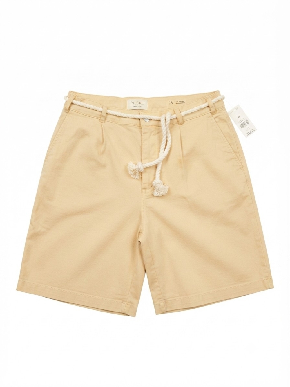 NWT Anthropologie Pilcro Beige Pleated Camp Shorts w/ Rope Belt Size 28